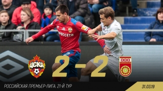 ФК «Уфа», забив 2 гола за 3 минуты, вырывает ничью в гостях у ЦСКА!